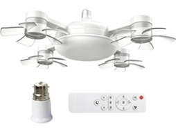 Ventilador De Teto Com Luminária, Lâmpada E27 E Luz Led Controle