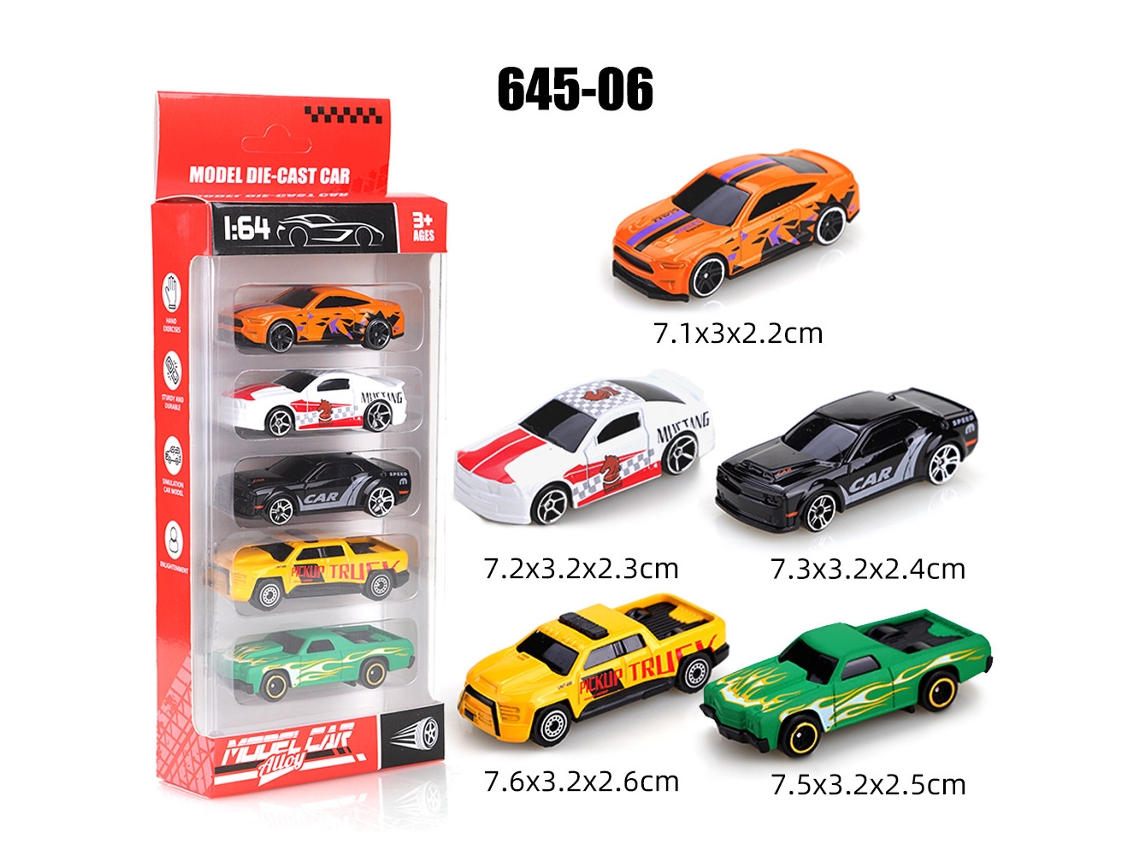 Miniaturas de Carros Deslizantes em Escala 1/64, Brinquedos Infantis MDUG (5 Carros)