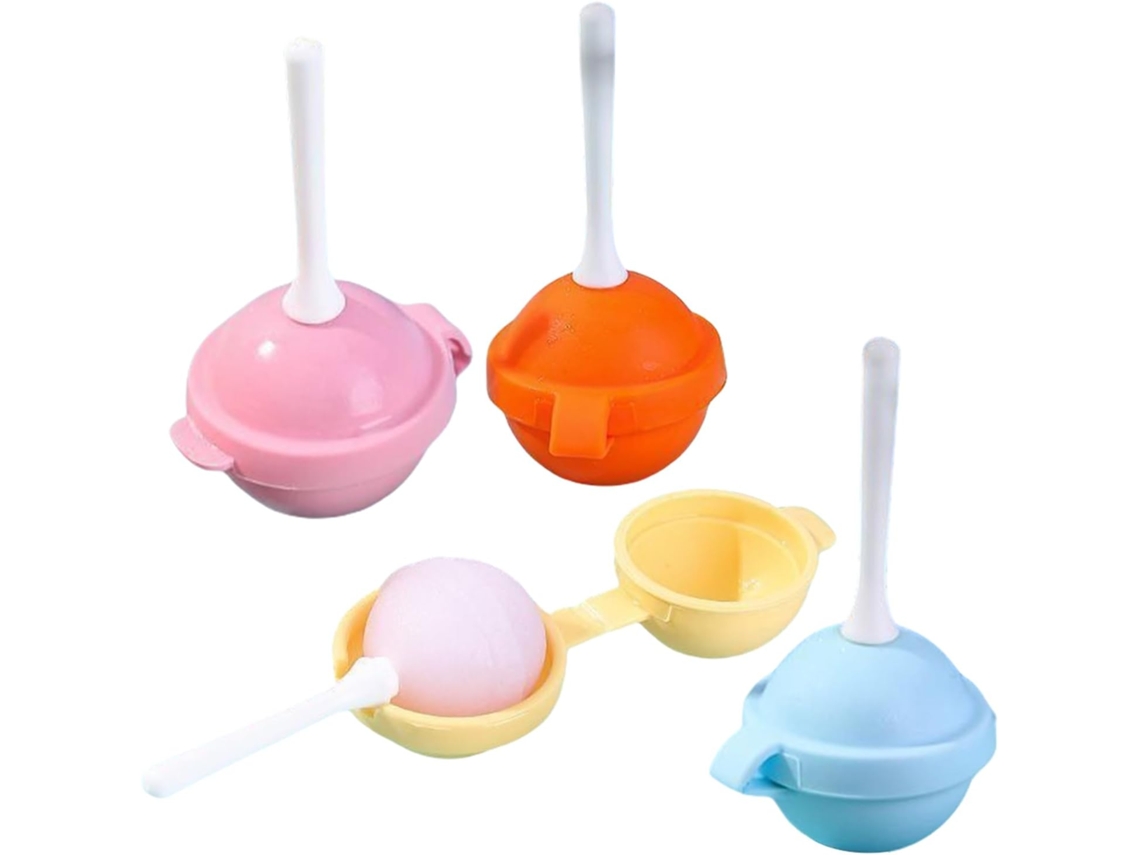 Conjunto De 4 Moldes De Silicone Reutilizáveis Pirulitos.