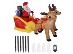 Decoração Natal Inflável Pai Natal Trenó Renas 7 pés LAXISCREED
