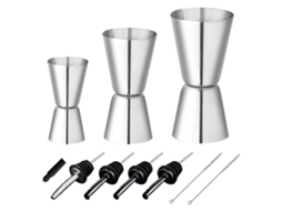 Set Medidores Cocktail Inox 3/4/5cl Escala Interna Bar Measure Jigger