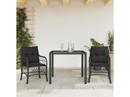 Vidaxl 3 Pcs Conjunto De Bistrô Com Almofadões Vime Pe Preto