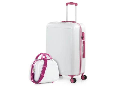 Conjunto de Bagagem Pc ITACA Stickers Fúcsia-Branca 45X68X26 Cm 63L