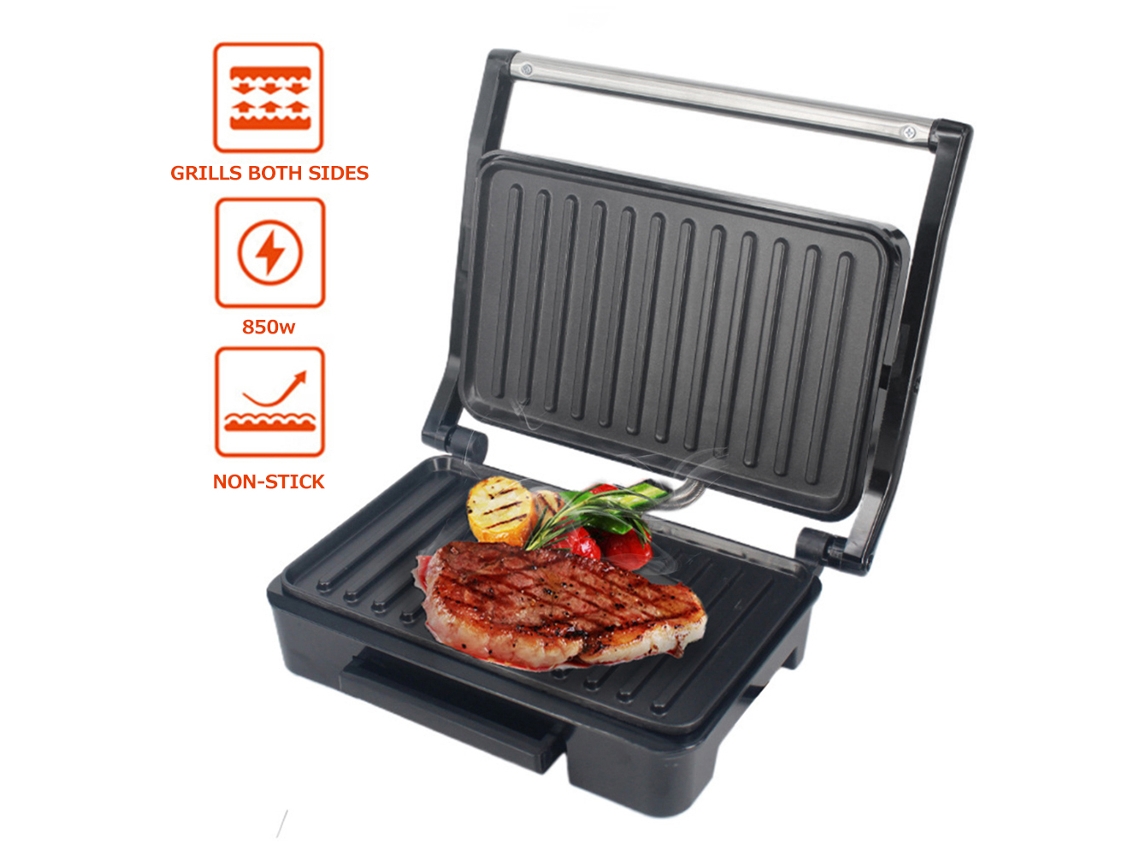Friador de alta potência 850W em aço inoxidável para sandes, carne, churrasco e pequeno almoço LAXISCREED