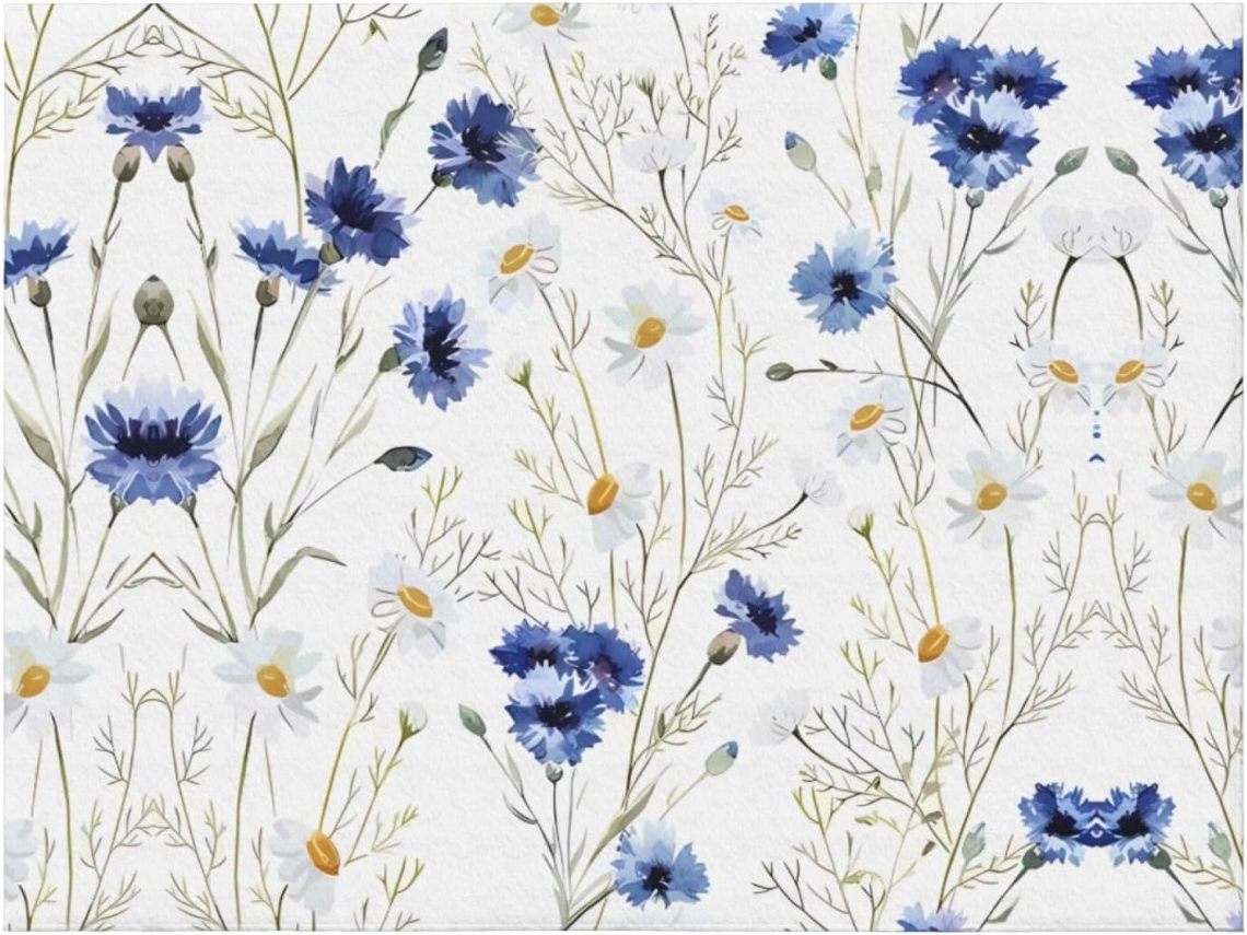 Colcha de Flanela com Estampa Floral Desenhada À Mão Macia e Aconchegante para Sofá Quarto 127 X 101 Cm, Mac