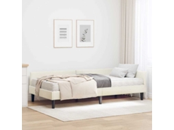 Vidaxl Estrutura De Cama De Canto Com Colchão 2 Unid. Creme Veludo