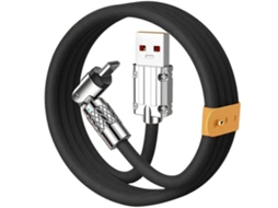 Cabo Usb a X Type C Silicone e Alumínio 180º 6A 1 5M Preto