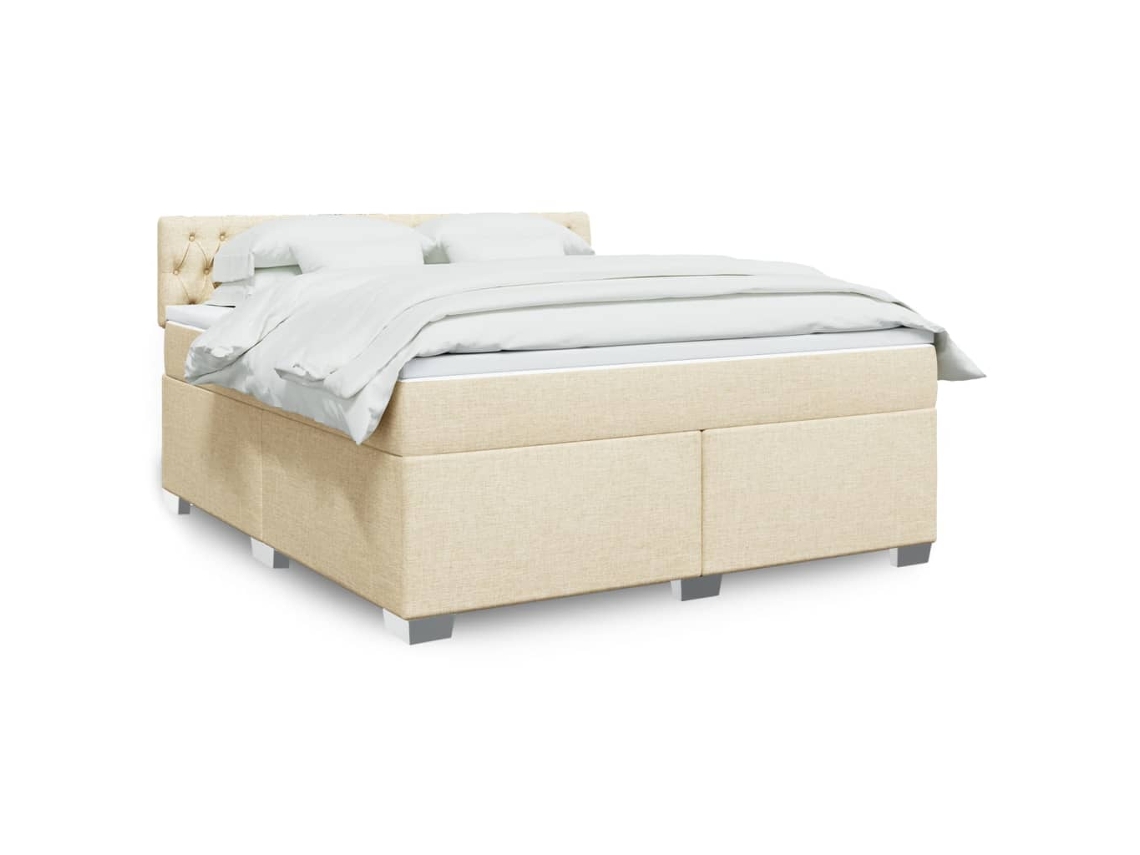 Vidaxl Cama Com Molas/colchão 180x200 Cm Tecido Cor Creme