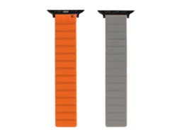 Aetheria 2pcs Pulseira de Silicone Magnética Ajustável para Iwatch Series 7 6 5 4 3 2 1 Se 42 44 45mm Cinza Laranja