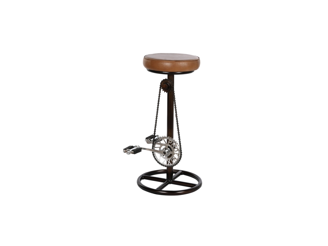 Banqueta de couro com pedais de ferro, marrom, 41x42x74cm ALEXANDRA HOUSE LIVING