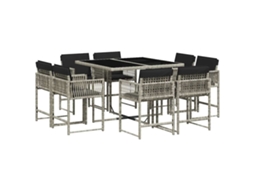 Conjunto de 9 Jantar para Jardim com Almofadões Cinzento Claro MAISON EXCLUSIVE