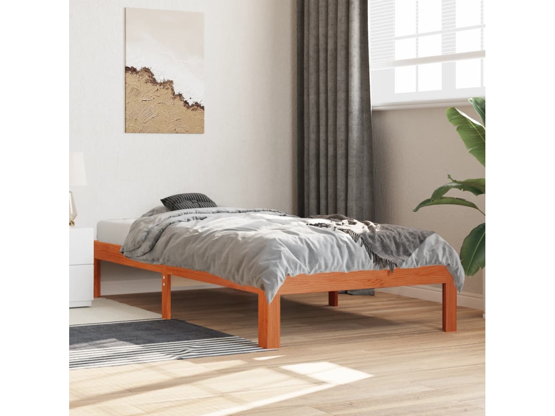 Vidaxl Cama Sem Colchão 75x190 Cm Madeira De Pinho Maciça Castanho-mel