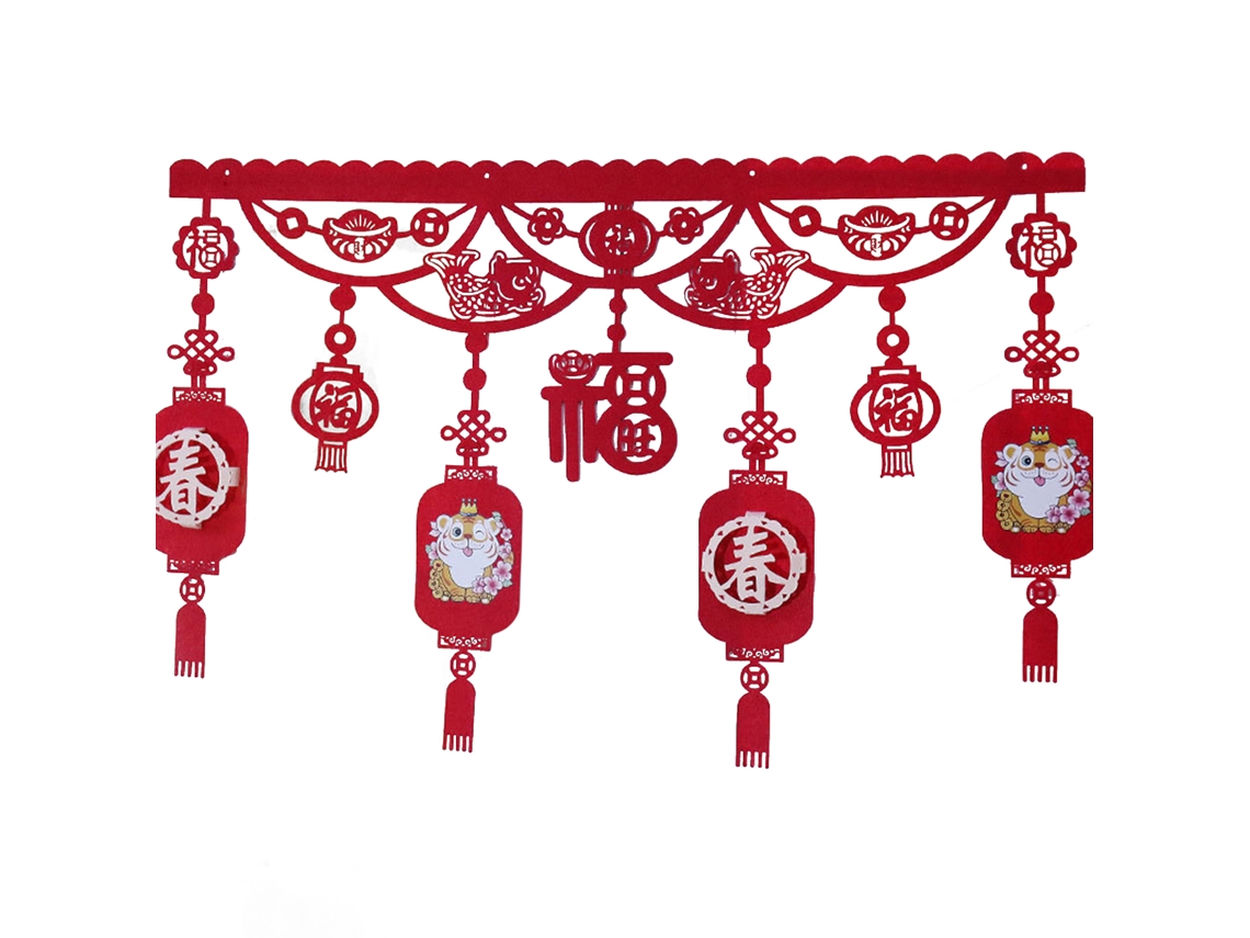 Laxiscreed Decoração De Ano Novo 2022 Leão Do Year Of The Tiger Com Cortina De Porta E Enfeites
