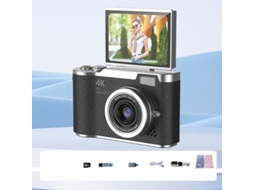 Câmara 4k 48mp para Iniciantes,ecrã Flip 180°, Autofoco, 8x Zoom, 32gb Cartão Preto HEXINYIGJLY
