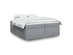 Vidaxl Cama Com Molas/colchão 200x200 Cm Tecido Cinza-claro