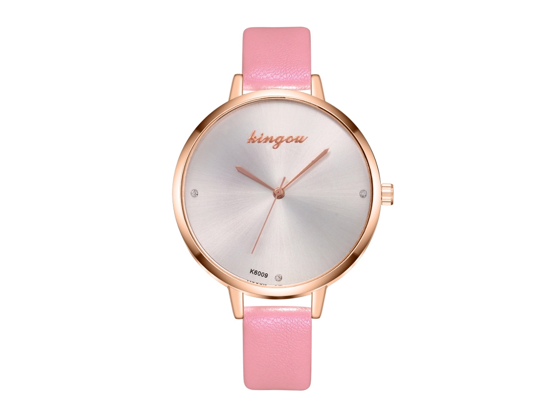 Relógio de Pulso Feminino com Pulseira de Couro Pu Estilo Moderno e Esportivo Rosa