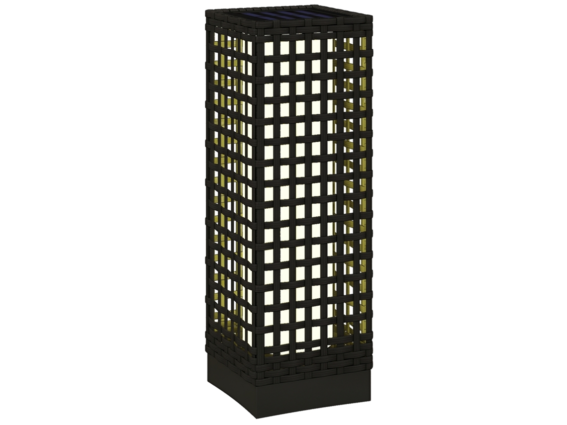 Luz externa solar, com painel, liga automaticamente, 8h, aço, 15,5x15,5x46cm, preto