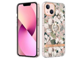 Capa De Celular Em Tpu Com Estampa De Flores E Anel Imd Para Iphone 15 Plus