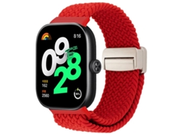 Bracelete para Redmi Watch 6 / 5 / 4 XIAOMOYU em nylon trançado com fecho magnético vermelho