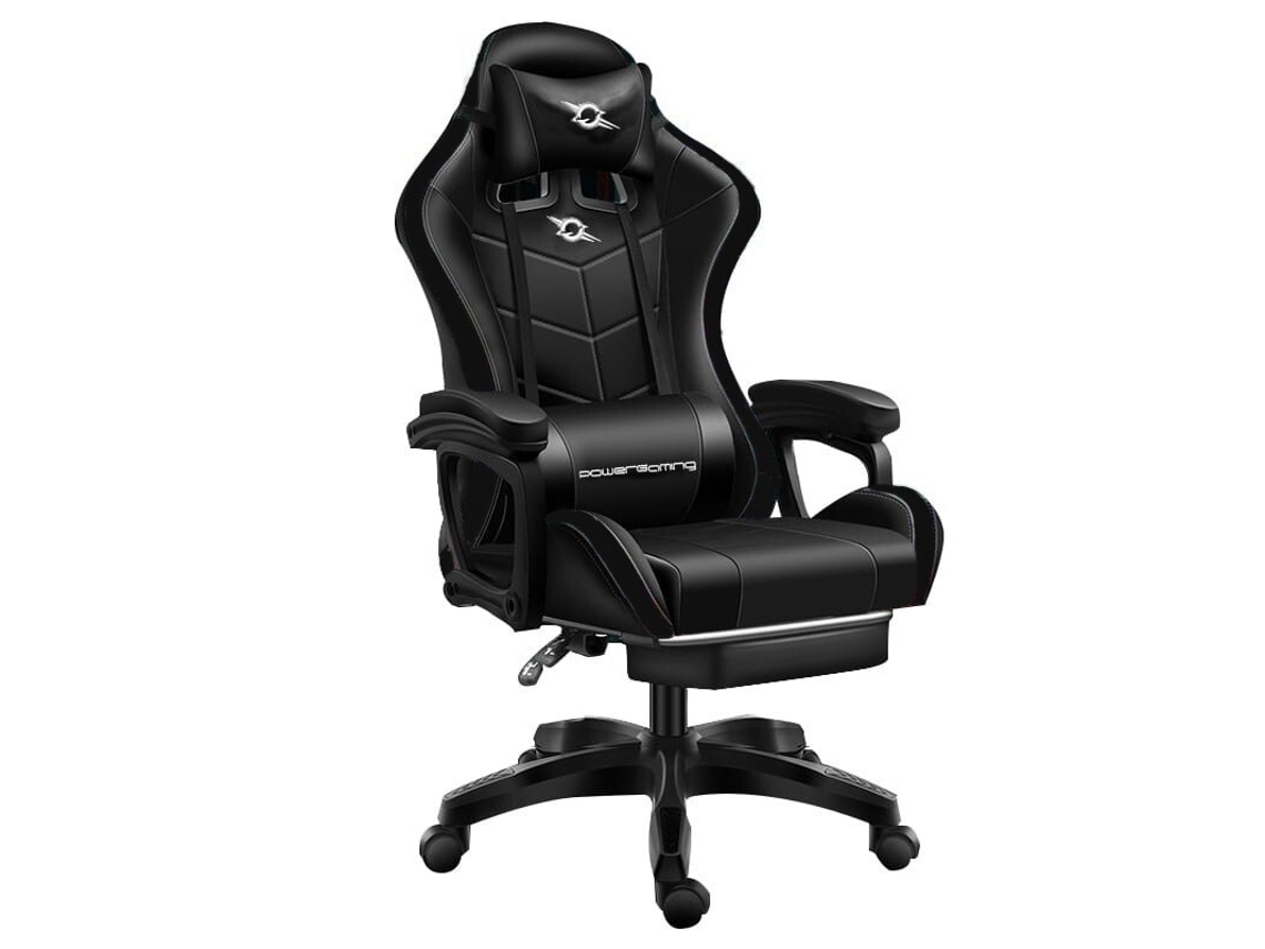 Cadeira Gaming Powergaming com Alto-Falante Bluetooth e Massagem Apoio para Os Pés Preto