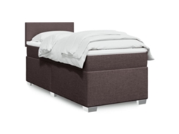 Vidaxl Cama Com Molas/colchão 90x190 Cm Tecido Castanho-escuro