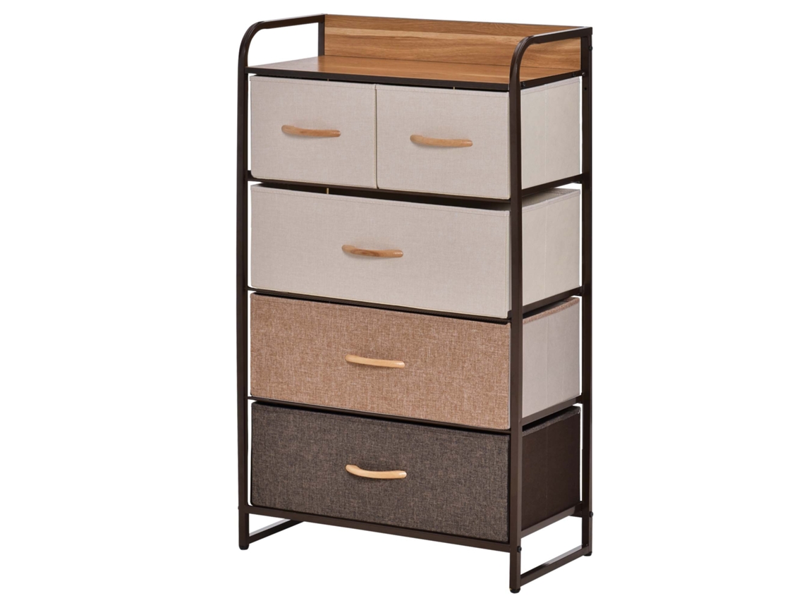 Cômoda para quarto com 5 gavetas de tecido 58x29x99cm ORBITRA COMMERCE