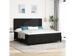 Cama Box Spring Com Colchão Preto 200x200 Cm Tecido