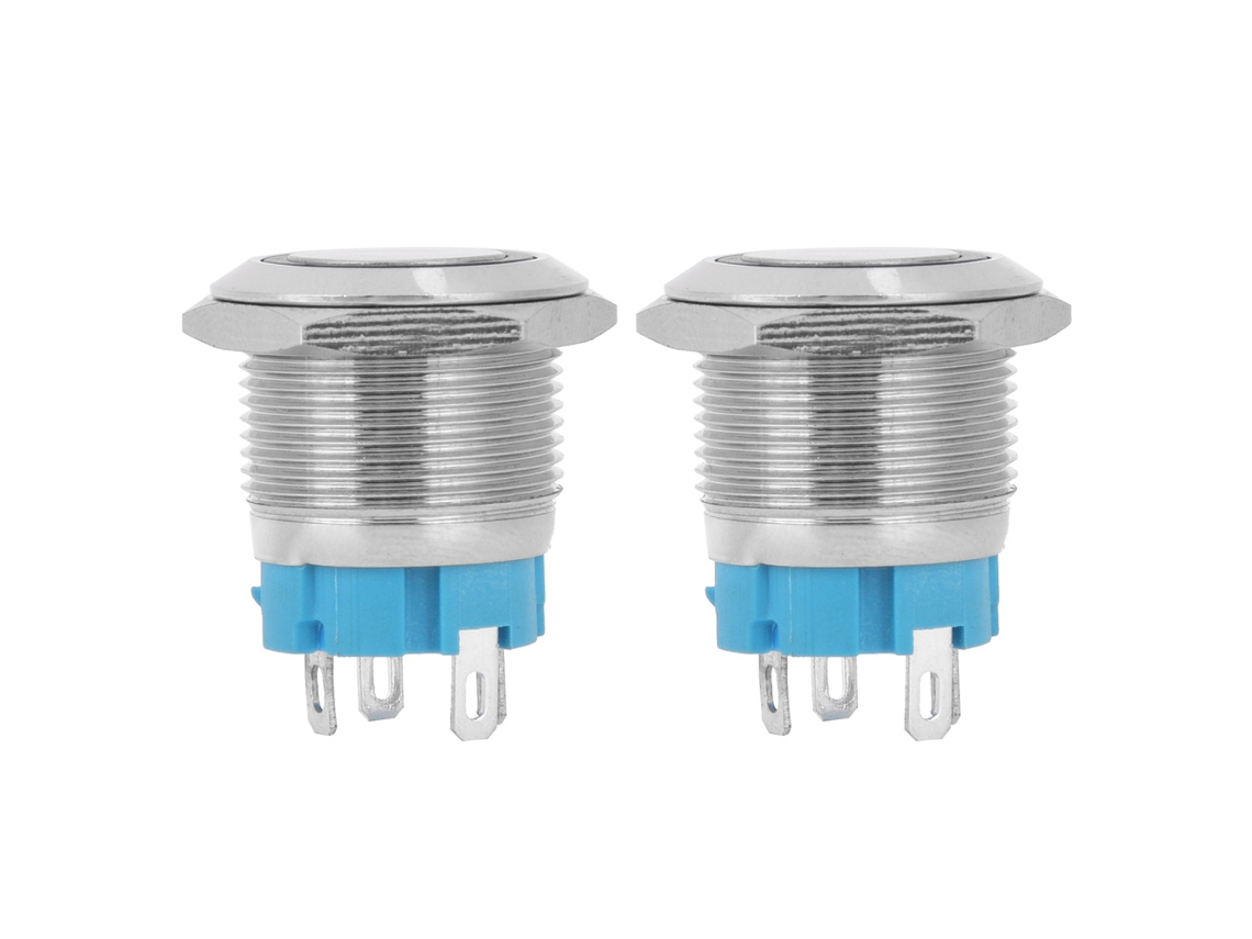 Interruptor De Botão Momentâneo Led Azul 19mm 4pinos Ip65 À Prova D'água 12~24vdc 2pcs