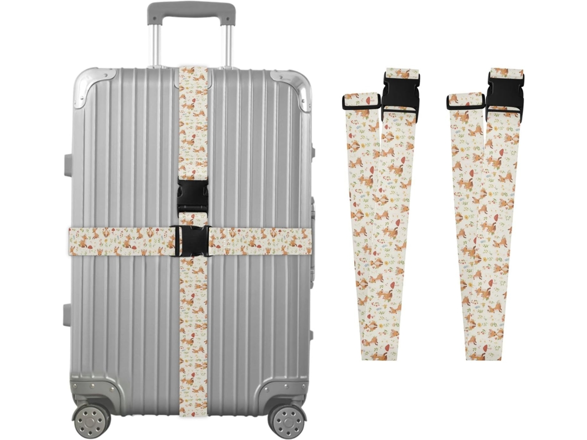 Conjunto De 2-cintas Bagagem Deer Fox Com Estampa Folhas, Cintas De Viagem, Acessórios Para Cinto, Conector De Bagagem