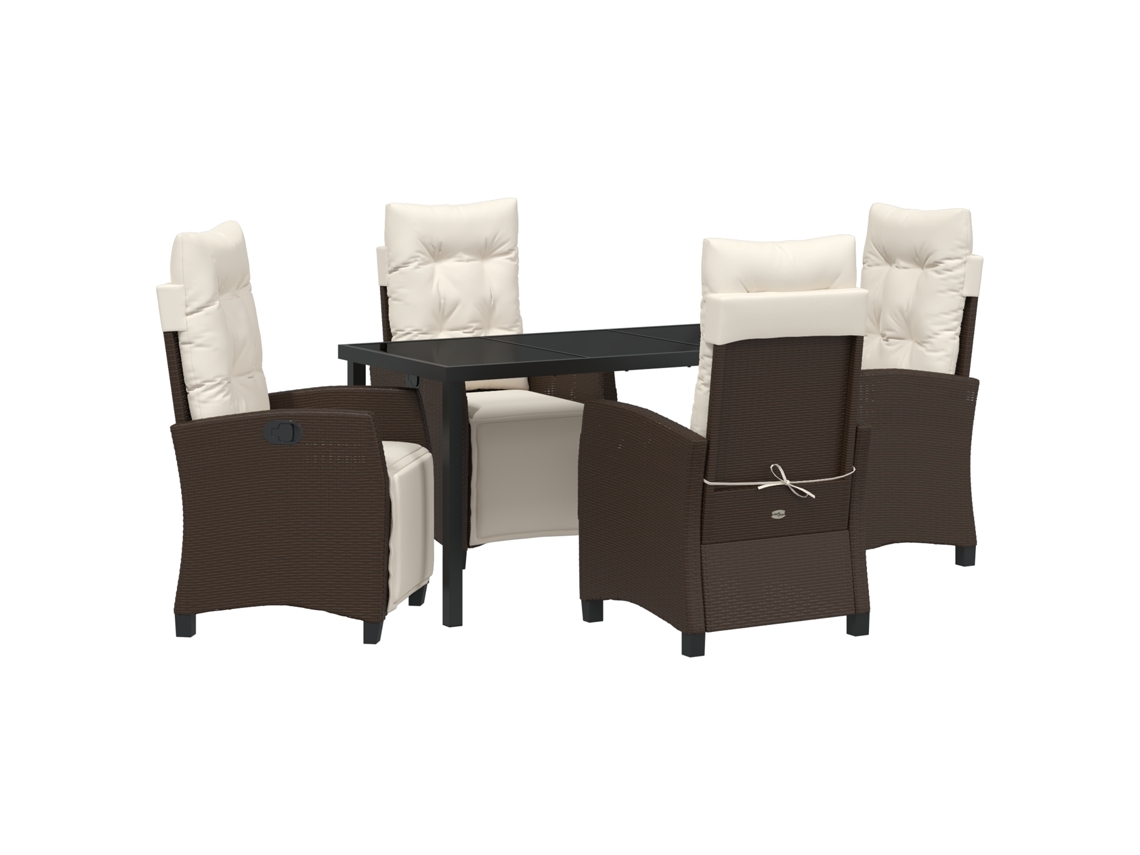 Conjunto 5 De Jantar De Jardim Vidaxl Marrom De Polietileno Rattan