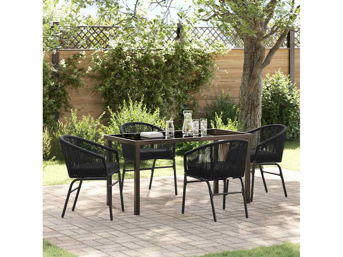 Vidaxl Conjunto de Jantar para Jardim 5 Pcs Preto Aço Revestido a Pó