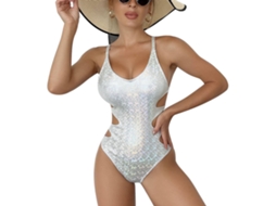 Trajes de Banho One Piece Branco com Tirantes Ajustáveis Tamanho L