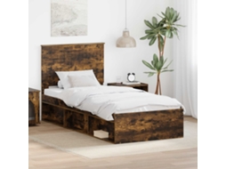 Vidaxl Estrutura Da Cama Com Cabeceira Carvalho Defumado 90 X 200 Cm