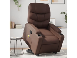Vidaxl Poltrona Massagens Reclinável Elevatória Couro Artif. Castanho