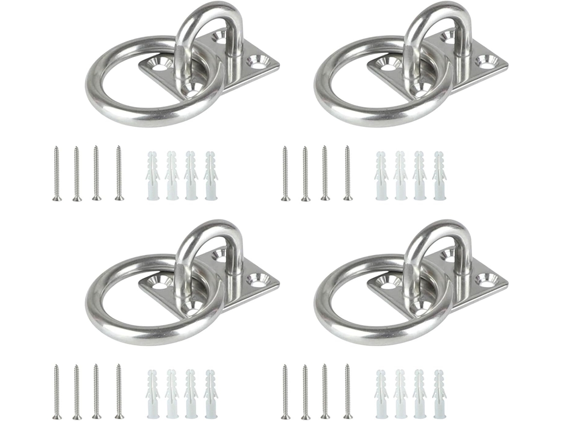 4 Placas De Aço Inoxidável Com Anéis De Aço Inoxidável E Fivelas Quadradas Fixas, Para Assento De Placa Soldada, Gancho