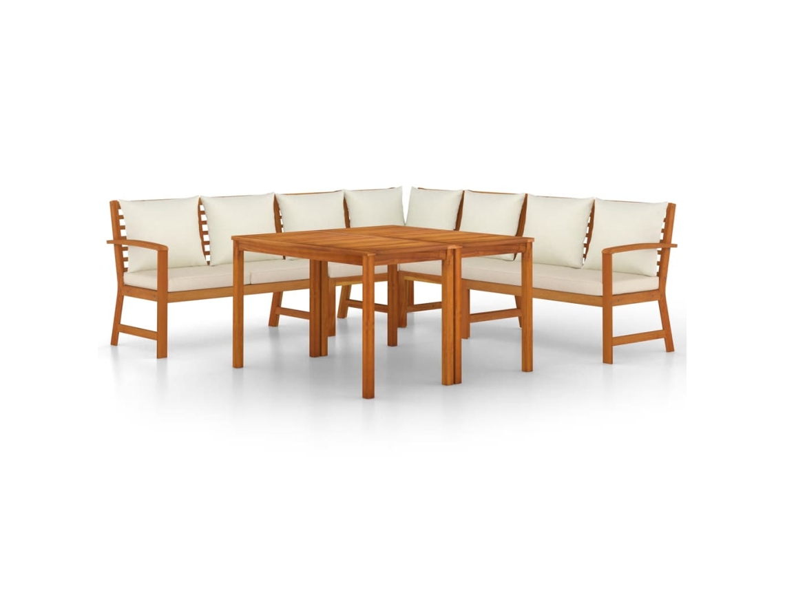 Maison Exclusive - 7 Pcs Conjunto De Jantar P/ Jardim C/ Almofadões Acácia Maciça
