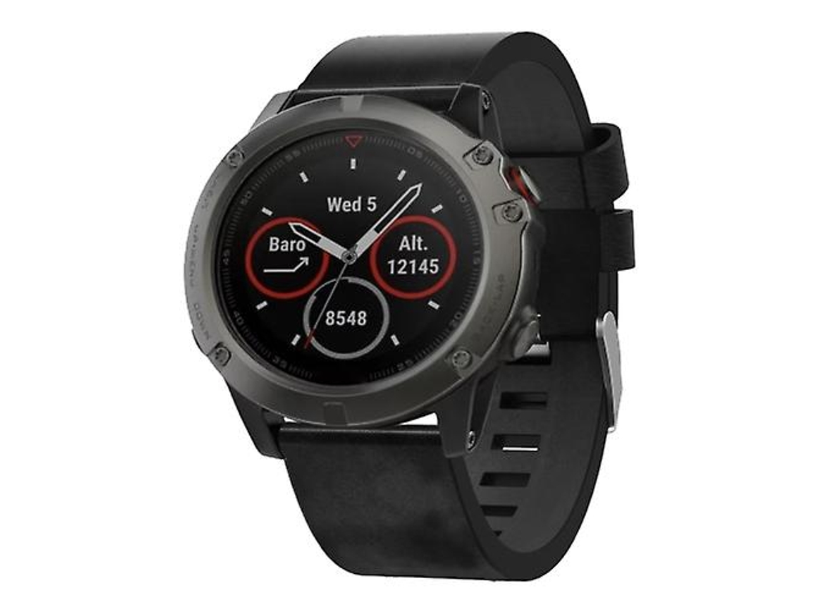 Bracelete para Garmin Fenix 5X Sapphire 26Mm Couro Fivela de Aço Faixa de Relógio Preta VENISYMLIS