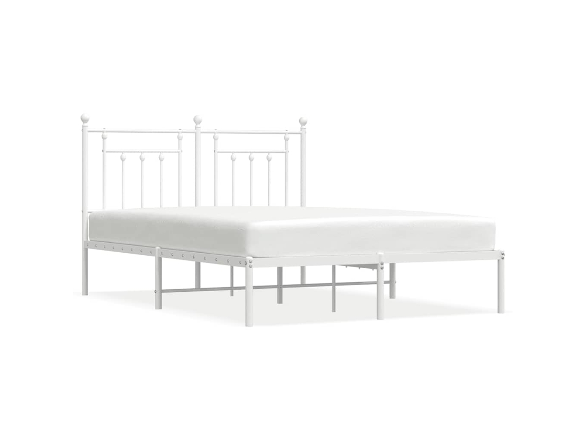 Estrutura de Cama com Cabeceira Metal Branco MAISON EXCLUSIVE 140x190 cm