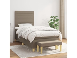 Vidaxl Cama Com Molas/colchão 100x200 Cm Tecido Cinza-acastanhado