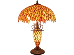 Abajur De Mesa Estilo Tiffany, 40, 6cm De Largura X 61cm Altura, Com Cúpula De Vidro Tratado Vermelho Em Formato