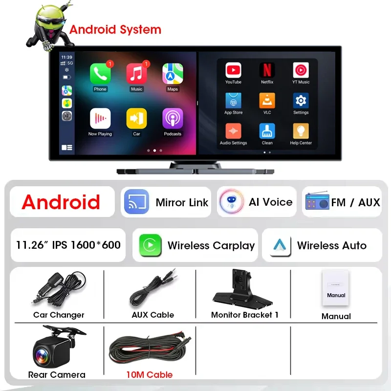 (reprodutor De Vídeo Automotivo De 10 Mp) Multimídia Android De 11,26 Polegadas, Navegação Gps, Wi-fi, Carplay