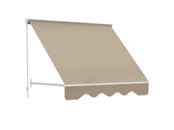 Toldo manual retrátil de alumínio, 180x70 cm, impermeável, tecido de poliéster, bege