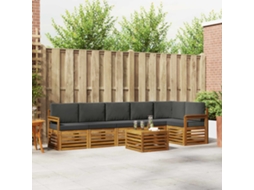 Vidaxl Conjunto De Sofás Para Exterior 7 Unid. Natural E Antracite