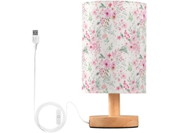 Abajur De Cabeceira Com Estampa Flores Em Aquarela, Entrada Usb, Sem Necessidade De Lâmpada, Luz Led Quente Para Quarto