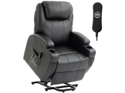 Fauteuil Releveur Elétrico, Cadeirão Relax Elétrico, Apoio De Pés, Fichário Reclinável, Port Usb, 83x95x107cm, Preto