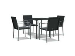 Conjunto de 5 Jantar para Jardim com Almofadões Vime Pe e Aço MAISON EXCLUSIVE (5pcs)