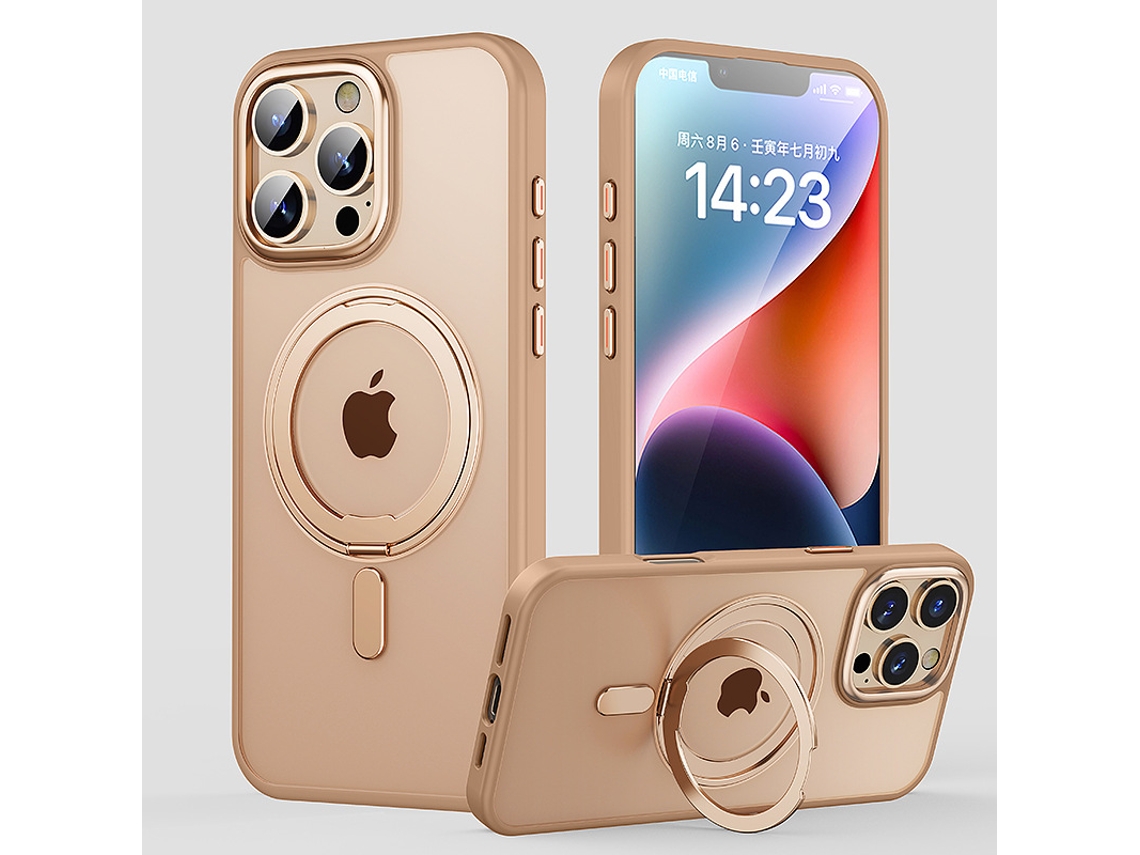 Capa Iphone 15 Pro Max Com Suporte Magnético Invisível (magsafe) Ultra Fina Antichoque Translúcida Fosca - Bronze Fosco