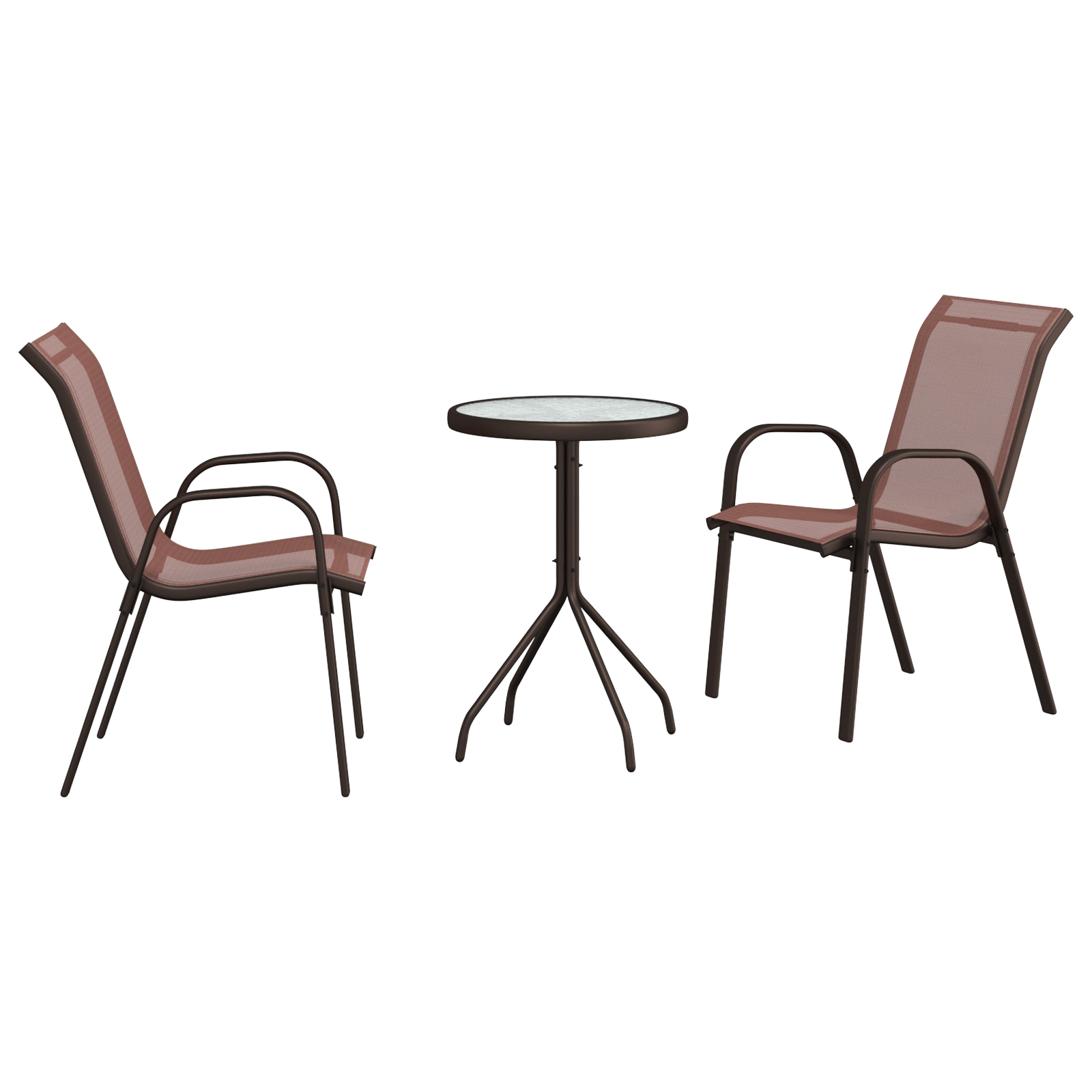 Conjunto 3 Móveis De Jardim Vidaxl Castanho Aço (50 X 50 X 70,5 Cm)