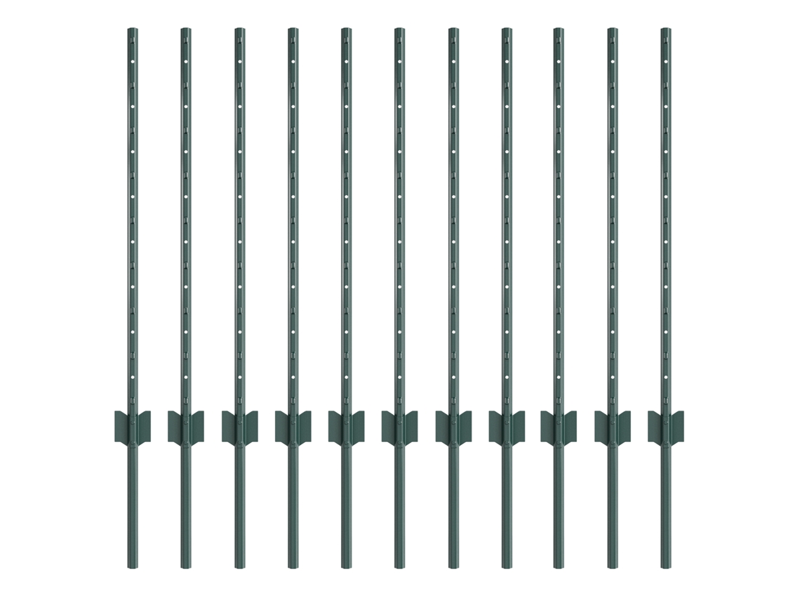 Conjunto 11 Poste De Jardim Vidaxl Verde Aço (120 Cm)