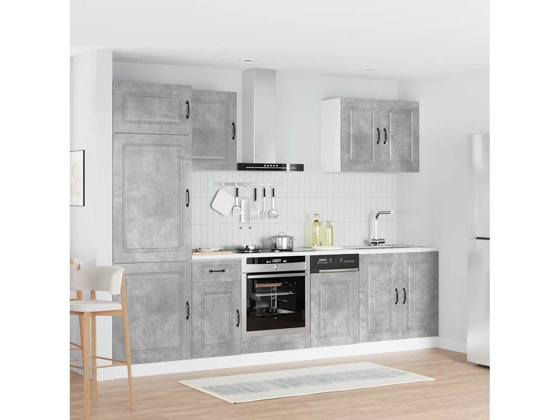 Vidaxl 7 Peças Armário De Cozinha Conjunto Kalmar Cinzento Cimento